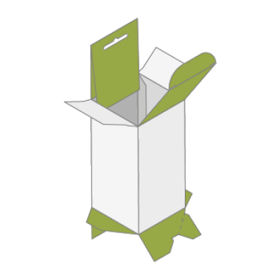 Scatola con appendino con fondo a scatto