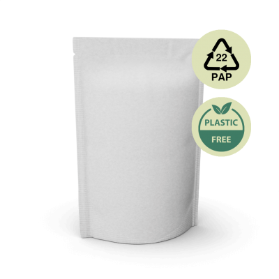 Standbodenbeutel - Papier weiß - mit Barriere