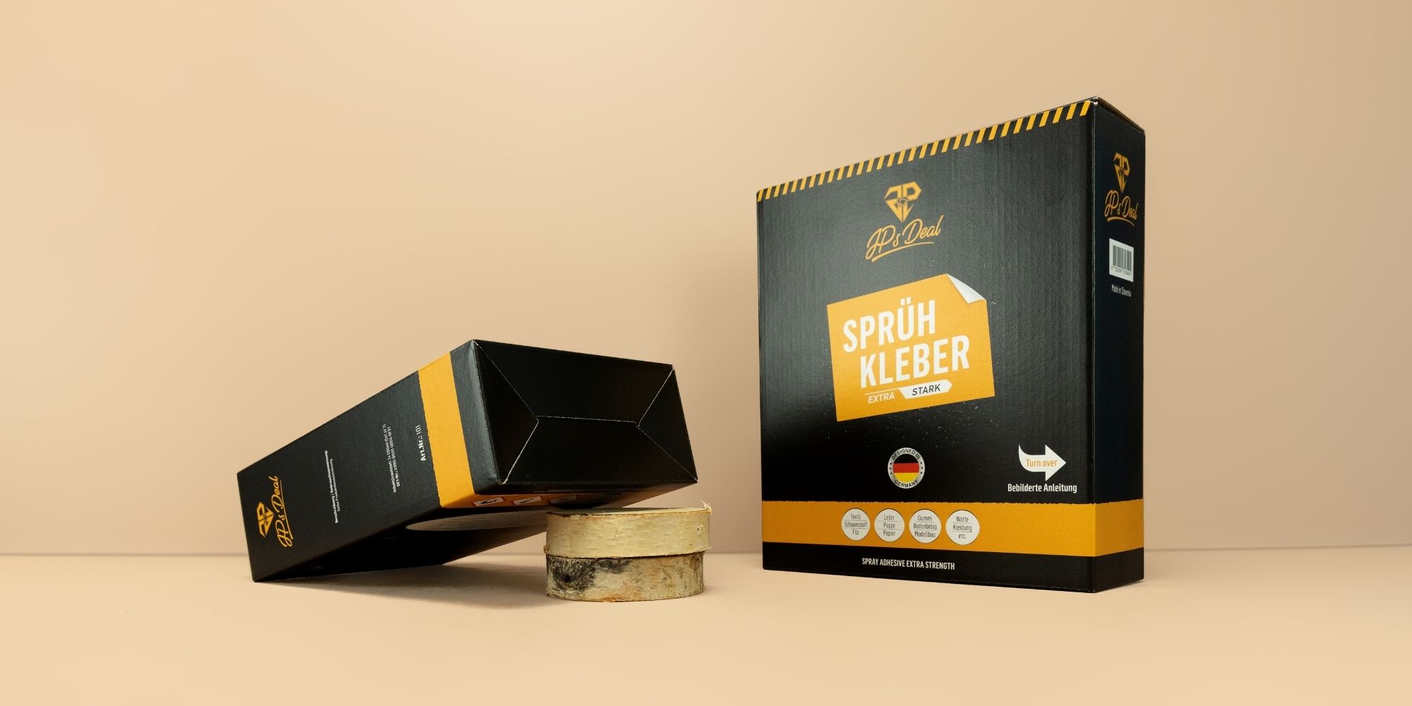 Folding boxes with snap lock base in dark design