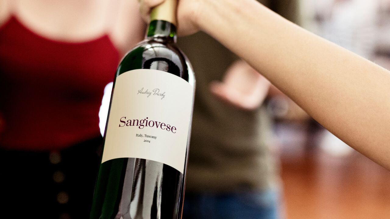 Wine label in standard shape