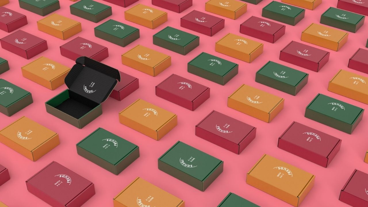 Minimalistisches monochromes Verpackunsgsdesign