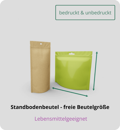 Standbodenbeutel Freie Beutelgröße