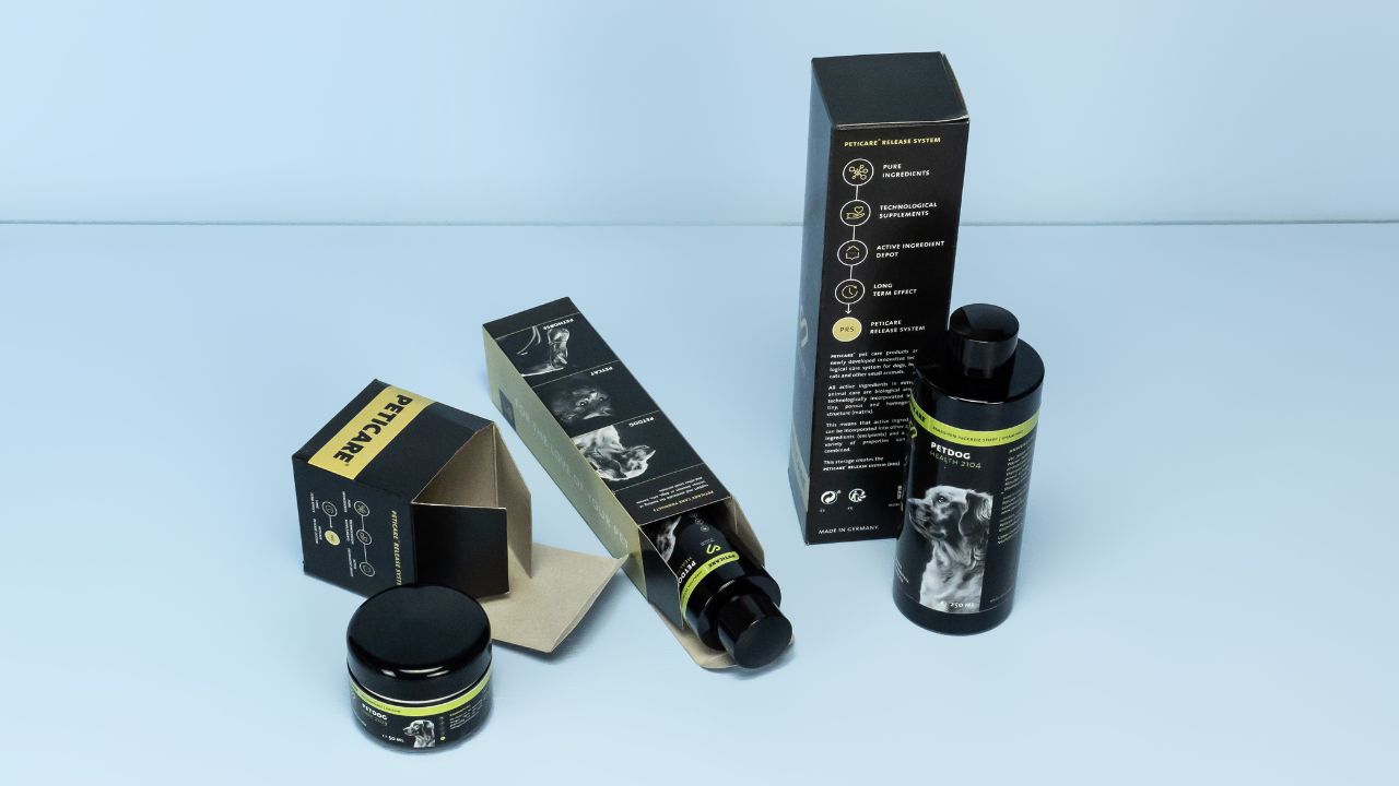 Glänzende Faltschachtel mit Einstecklasche - Tierbedarf Glänzende Faltschachtel mit Einstecklasche - Tierbedarf