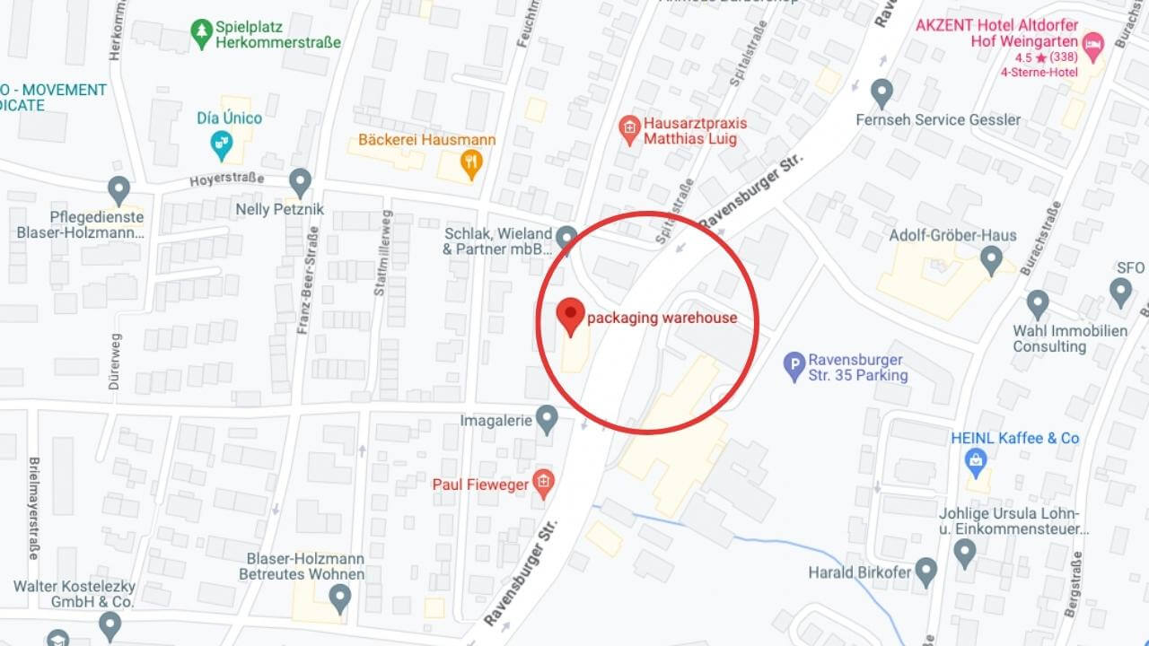 Standort der Druckerei packaging warehouse