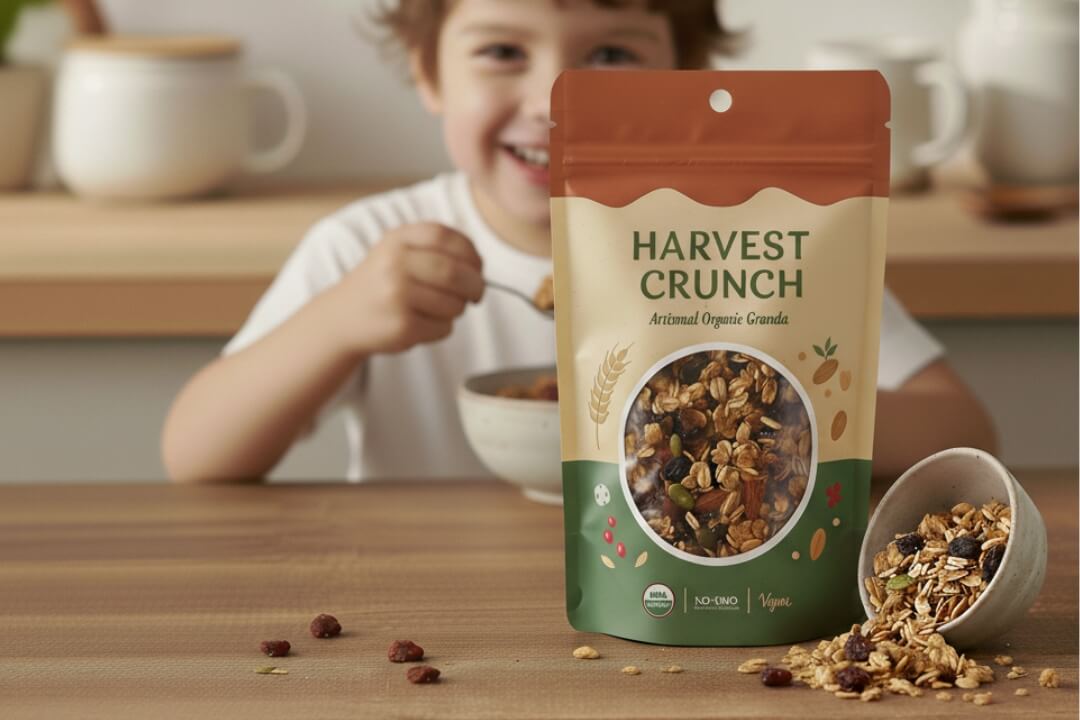 Bedruckter Standbodenbeutel mit Sichtfenster