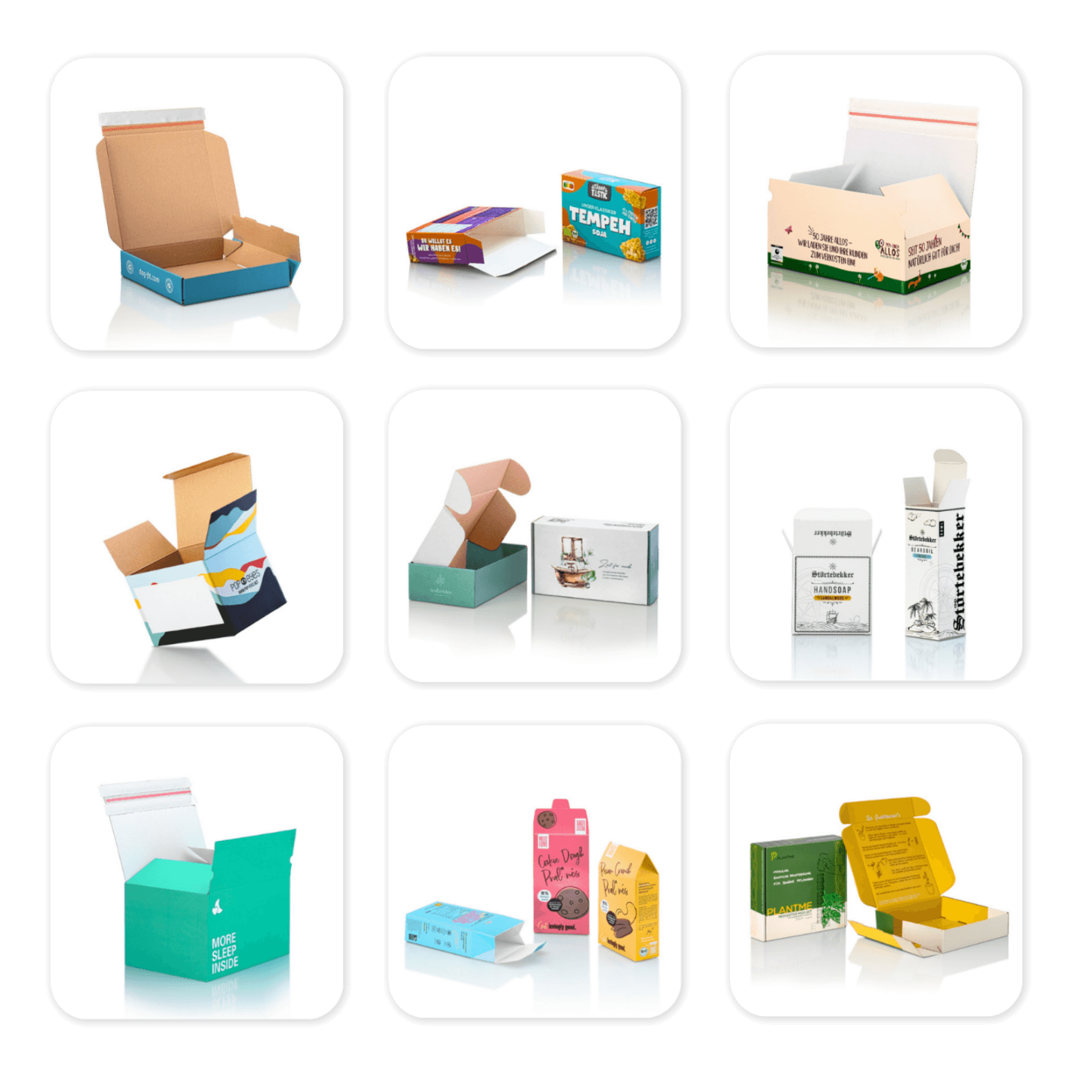 Kollage aus Versandkartons und Faltschachteln